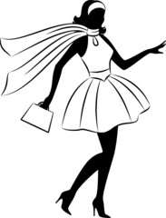 Vintage silhouette of girls. Vector