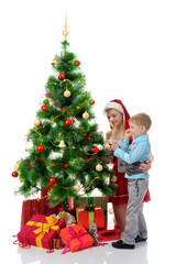 Cheerful boy in Santa Claus hat