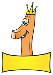 Digit number one created in cartoon style