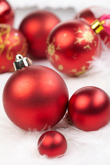 Christmas balls on the white background