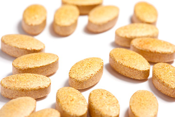 Medicinal pills piled up a bunch