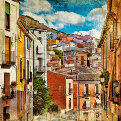 Fototapeta na wymiar kolorowe Hiszpania - Ulice miasta Cuenca - artystyczny obraz