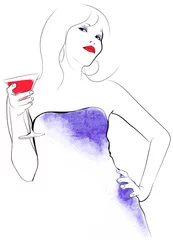 Poster woman drinking cocktail © Isaxar