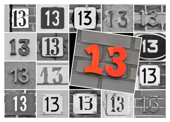 Collage of prime number thirteen