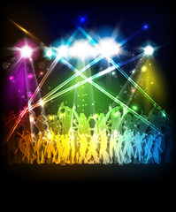 Abstract party sound background with dancing people