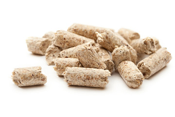 wooden pellets isolated on white
