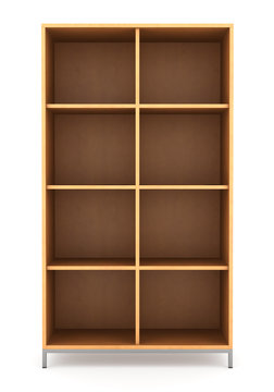 Modern Office Wooden Bookcase Isolated On White Background