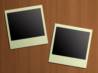 blank photos on a wood background