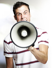 man with megaphone