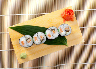 Japanese sushi  Roll made of Smoked fish
