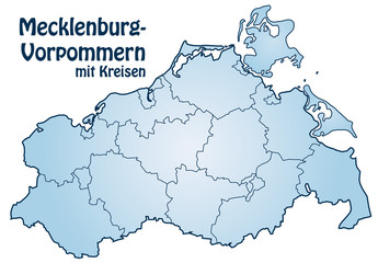 Bundesland Mecklenburg-Vorpommern mit Landkreisen