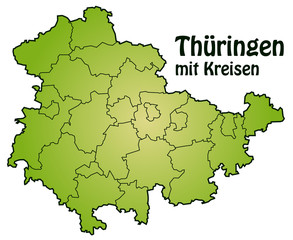 Fototapeta premium Bundesland Thüringen mit Landkreisen