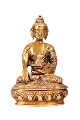 Brass Buddha statue isolated on white