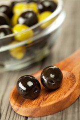 Olives on a wooden table