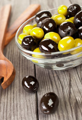 Olives on a wooden table