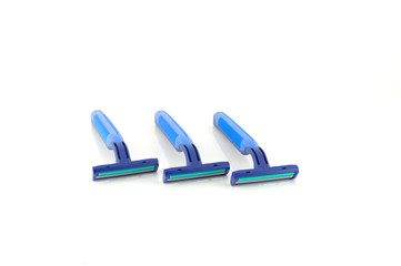 Three blue razors