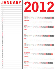 Red calendar for 2012