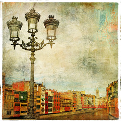 Girona - pictorial city of Spain - artwork in painting style