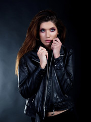Girl in black leather