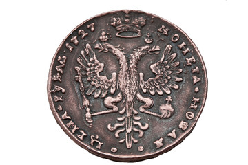 One rouble coin of 1727 years.