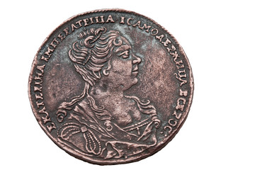 One rouble coin of 1727 years.