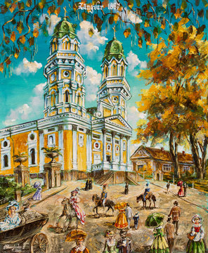 oil painting old church