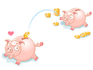 Piggy Bank and falling Money