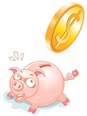 Piggy Bank and falling Money