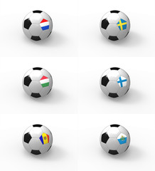 Euro 2012, piłka nożna i flaga - Grupa E - obrazy, fototapety, plakaty