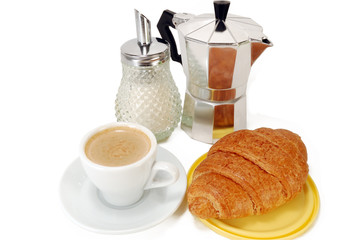 morning coffee with croissants