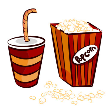 cartoon popcorn and soda drink clip art preview