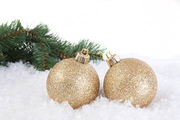 Christmas balls and pine