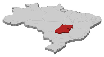 Map of Brazil, Goiás highlighted
