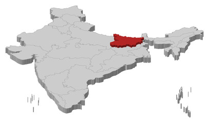 Map of India, Bihar highlighted