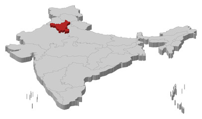 Map of India, Haryana highlighted