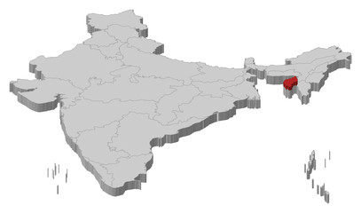 Map of India, Tripura highlighted