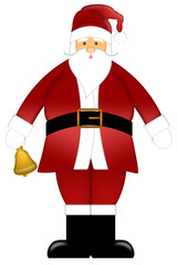 Santa Claus Ringing Bell Clipart Isolated on White Background