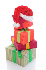 Santa Claus hat with Christmas presents