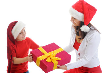 Cheerful boy in Santa Claus hat