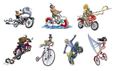 Motorcycles and bicycles