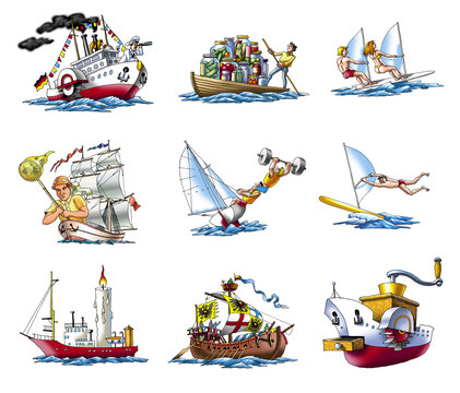 Various ships, boat and more