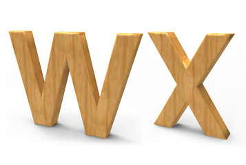 wood font isolated on white background