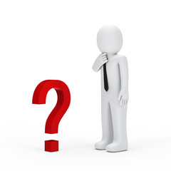 businessman small red question mark