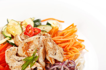 meat with vegetables and noodles