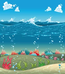 Tuinposter Under the sea. Funny cartoon and vector illustration. © ddraw