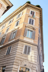 Fototapeta na wymiar A colourful apartment building, Rome, Italy