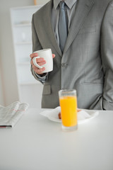 Portrait of a breakfast taken by a businessman