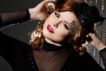 fashionable woman with art visage - burlesque