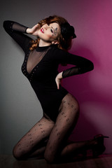 fashionable woman with art visage - burlesque