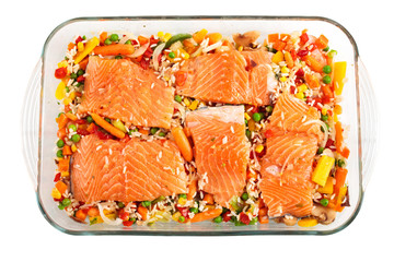 Salmon fillets with garnish